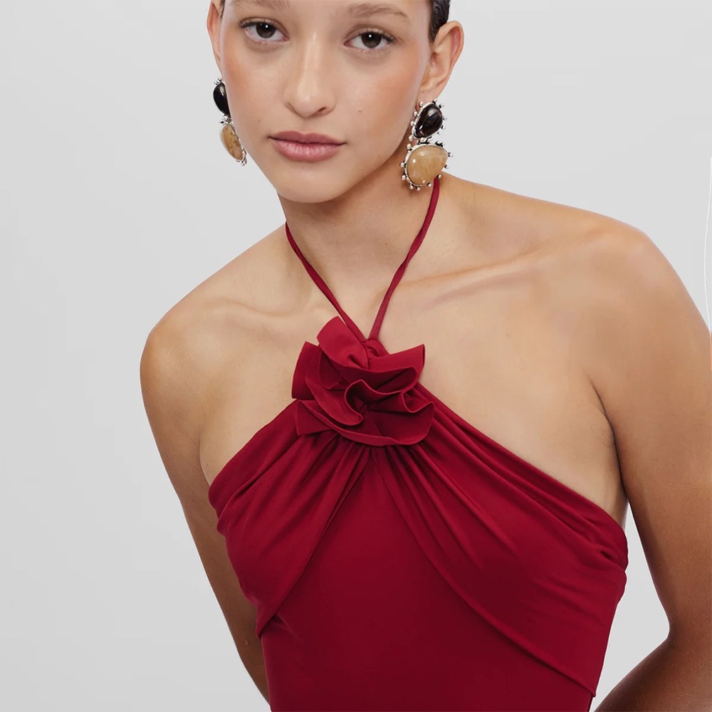 Maygel Coronel Agapi one piece swimsuit in burgundy red